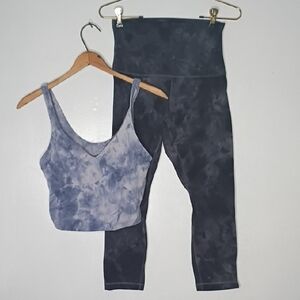Blue Tie-Dye Tank and Leggings Set